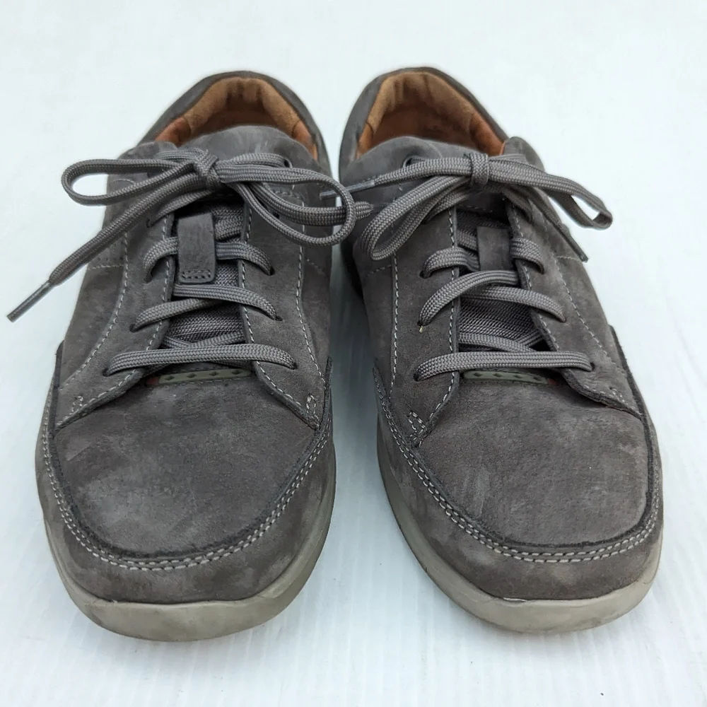 CLARKS 1825 mens gray leather oxford loafers business casual shoes